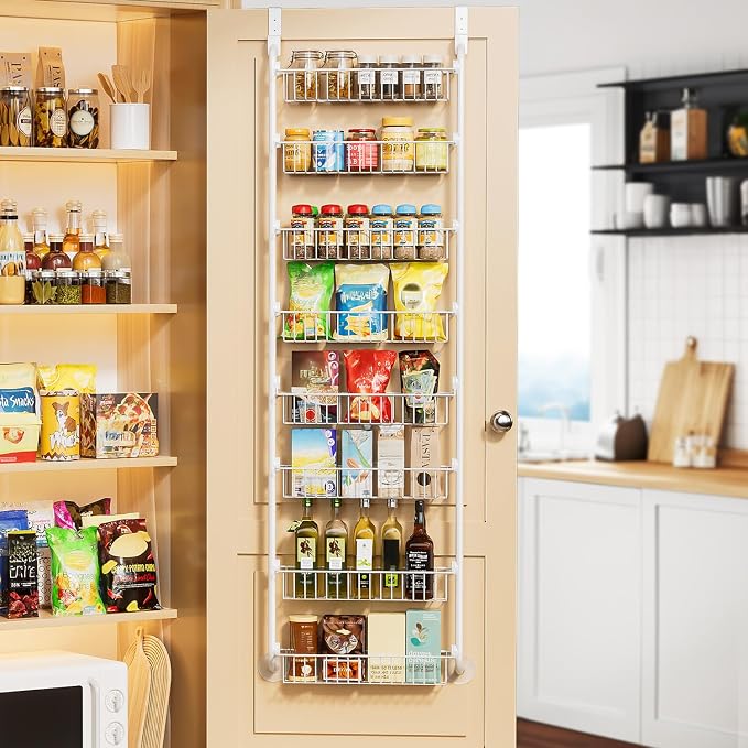 Delamu Over The Door Pantry Organizer, 8-Tier Metal Pantry Door Organization by DELAMU