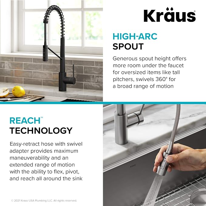 KRAUS Oletto Commercial Style Single Handle Pull Down Kitchen Faucet - Image 8