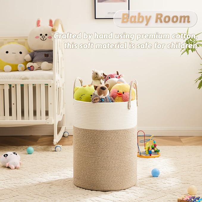 Artfeel Laundry Basket, Woven Cotton Rope Laundry Hamper, 100L - Image 3