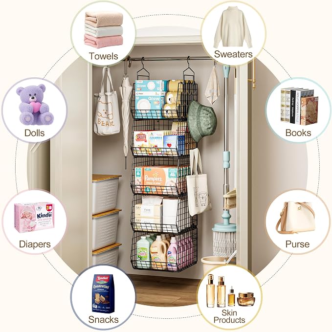 Capacity Upgrade Edition Deeper 4'' 5 Tier Foldable Hanging Closet Organizer - Image 7