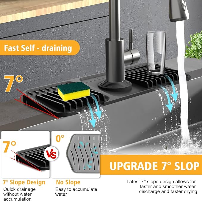 14.6-Inch Kitchen Sink Splash Guard Mat | 7° Slope - Image 4