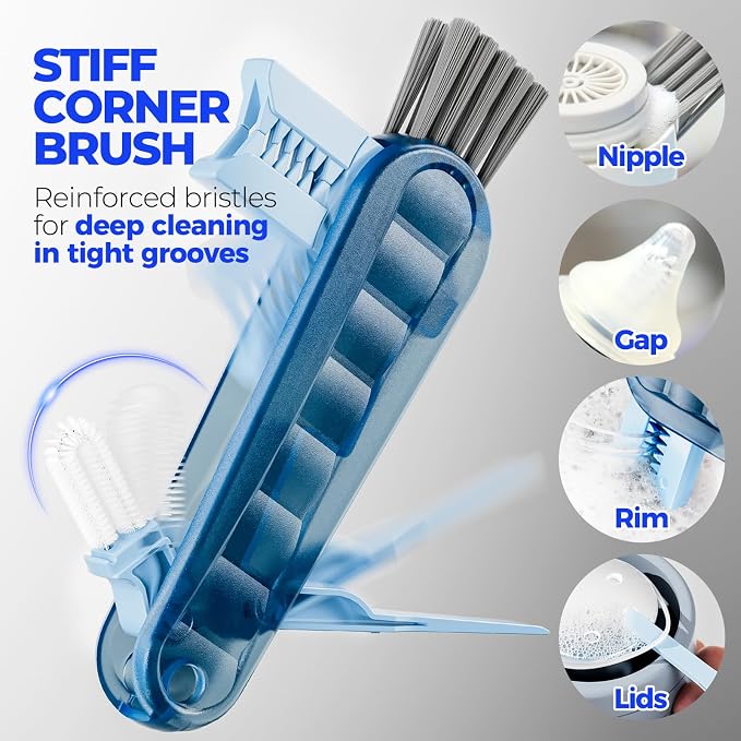 Holikme 6 Pack Bottle Brush Set, 3 Straw Brushes, 4-in-1 Bottle Cleaning Brush - Image 3