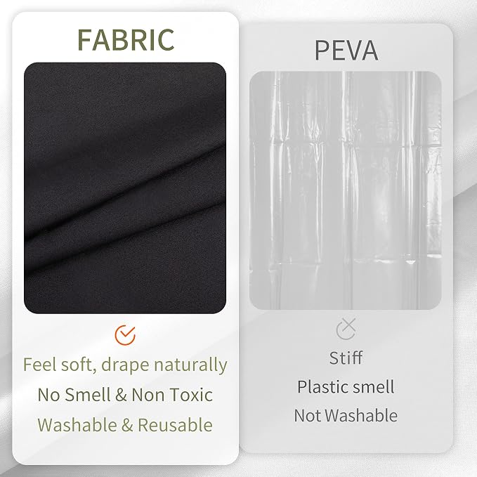 ALYVIA SPRING Waterproof Fabric Shower Curtain or Liner Black - Image 5