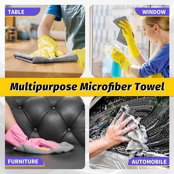 Microfiber Cleaning Cloth, 150 Pack Grey Cleaning Rags, Bulk All-Purpose - Image 7