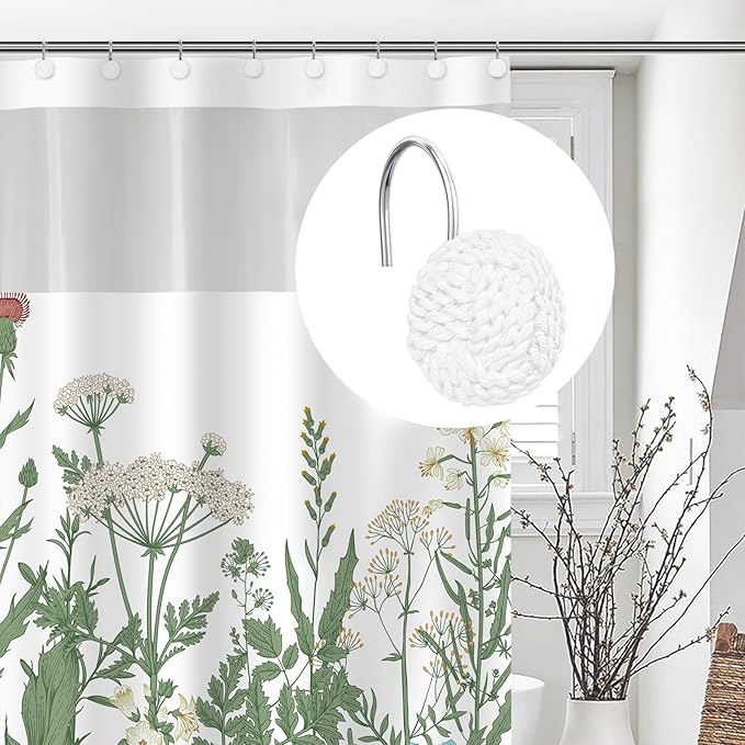 Sunlit Boho Knots Shower Curtain Hooks, Home Decorative White Shower Curtain - Image 5