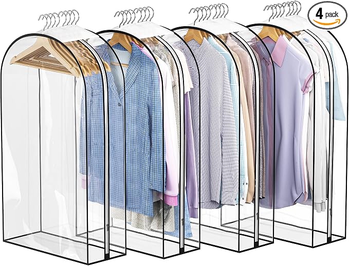 Liuoud Clear Garment Bags for Hanging Clothes 10” Gusseted, 4 Pack, 40” | Suit by Liuoud