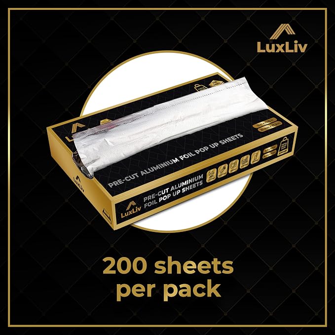 ® Pre-Cut Aluminum Foil Sheets 200 Count – 12 x 10.75 Inches Pop-Up Foil Sheets - Image 2