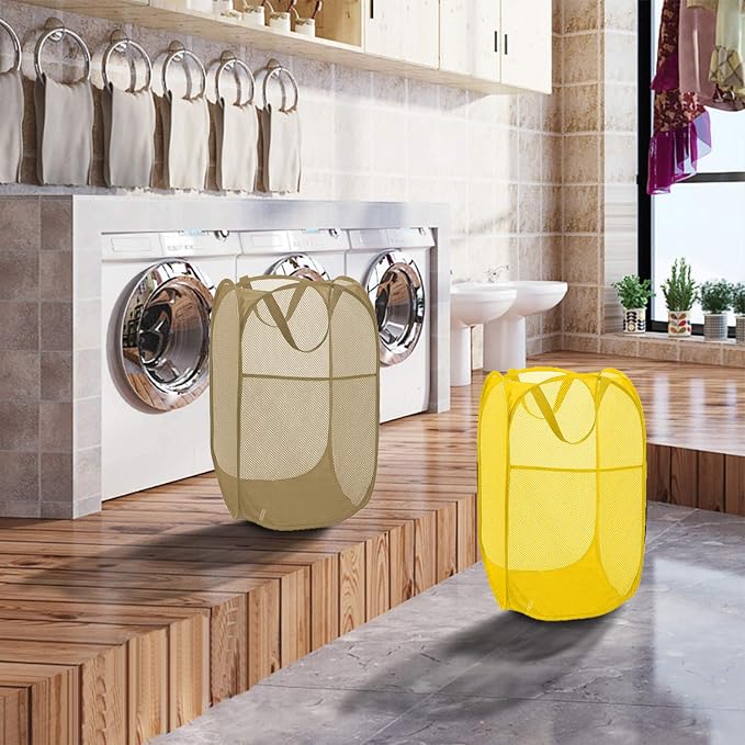 Mesh Pop up Laundry Hamper, Foldable Clothes Hamper Laundry Basket - Image 4