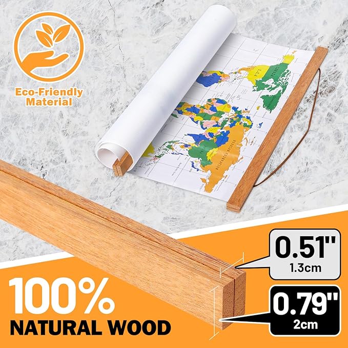 Magnetic Poster Hanger, 31 x 21 31x23 31 x 24 Poster Frame Wood Wooden Magnet Print Posters Dowel Scroll Hanger Hangers Hanging Kit for Walls Map Canvas Artwork (Teak Wood, 31")