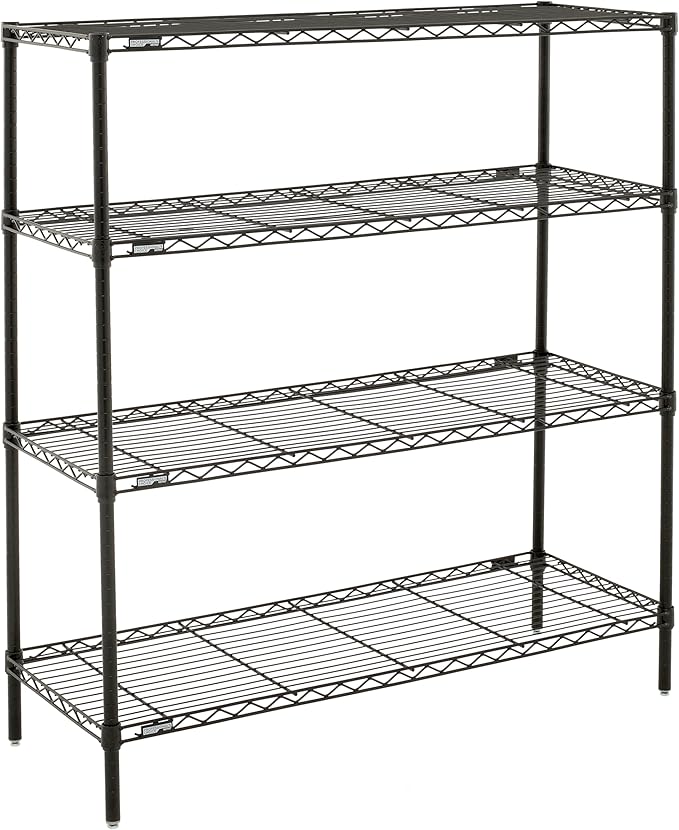 Metro Professional's Choice Commercial-Grade NSF Shelving Unit - Multipurpose Adjustable Wire Shelf for Home, Garage, Kitchen and More - 4 Shelves, 18" W x 48" L x 54" H - Black