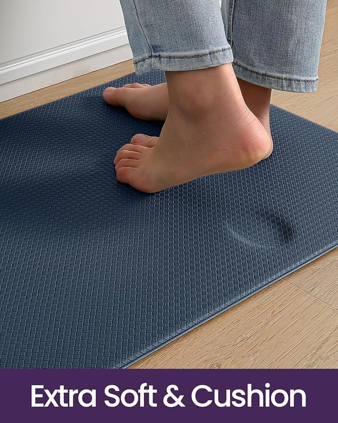 DEXI Kitchen Floor Mats Cushioned Anti Fatigue, 17x95, Long Standing Runner Rug Waterproof, Comfort Memory Foam Padded for Front Sink Laundry, Navy