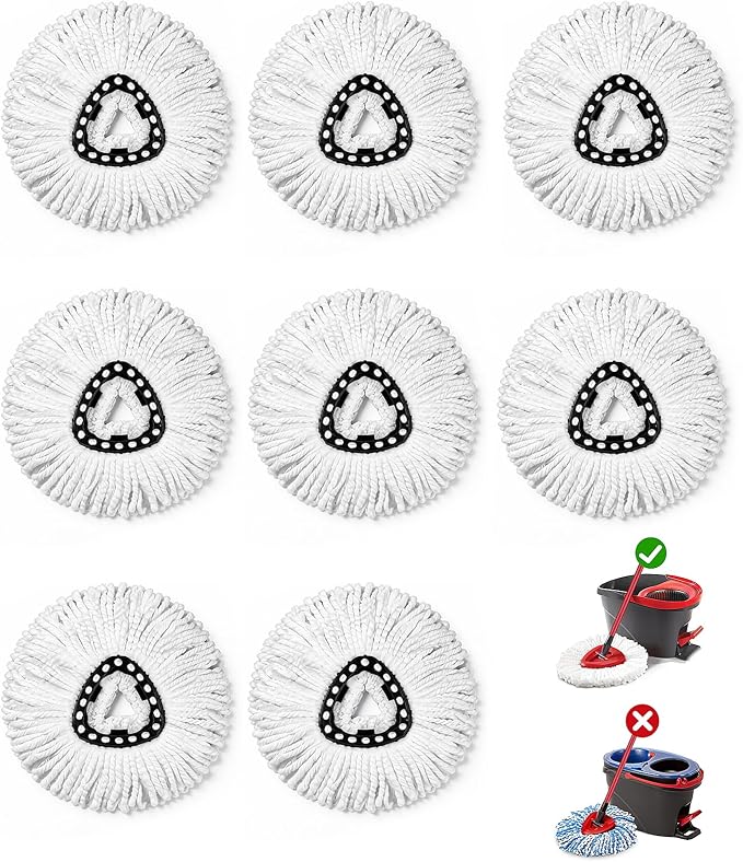 8 Pack Spin Mop Head Replacement by EPSUNORISE