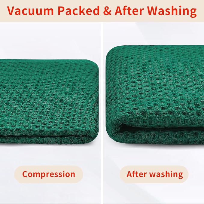 Homaxy 100% Cotton Waffle Weave Kitchen Dish Cloths 18-Pack, Dark Green | 12 x - Image 7