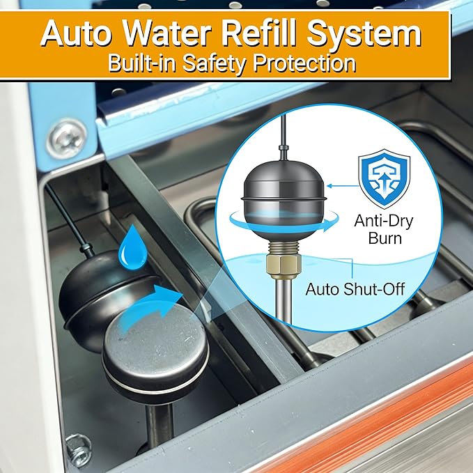 Commercial Electric Steaming Cabinet 8 Trays Intelligent Food Steamer Stainless Steel with Timer Appointment, Auto Water Refill, Anti-Dry for Restaurant/Canteen/Hotel Kitchen 220V 9KW 1PH