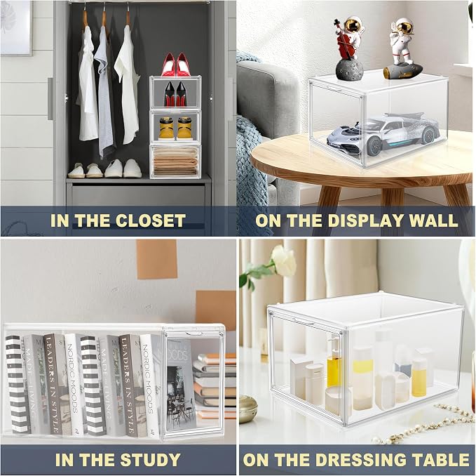 1 Pack Clear Shoe Boxes with Acrylic Drop Front Magnetic Door, Size 12 - Image 6
