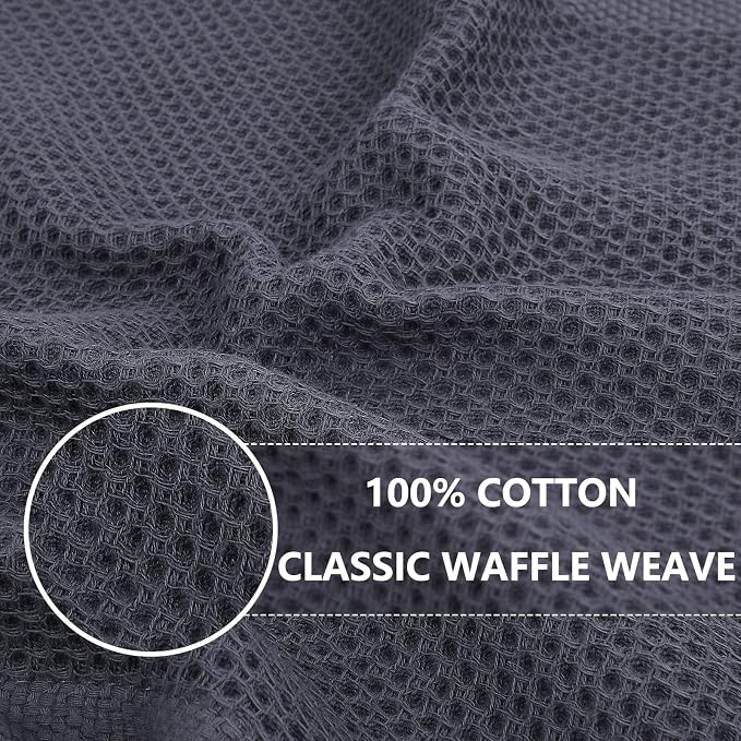 Homaxy 100% Cotton Waffle Weave Kitchen Dish Towels 12-Pack, Dark Grey | 13 x - Image 2