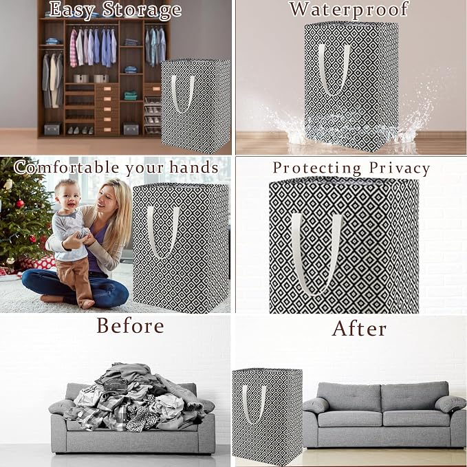 Waterproof Laundry Hamper Collapsible Laundry Basket Leather Handle Laundry Bag - Image 3