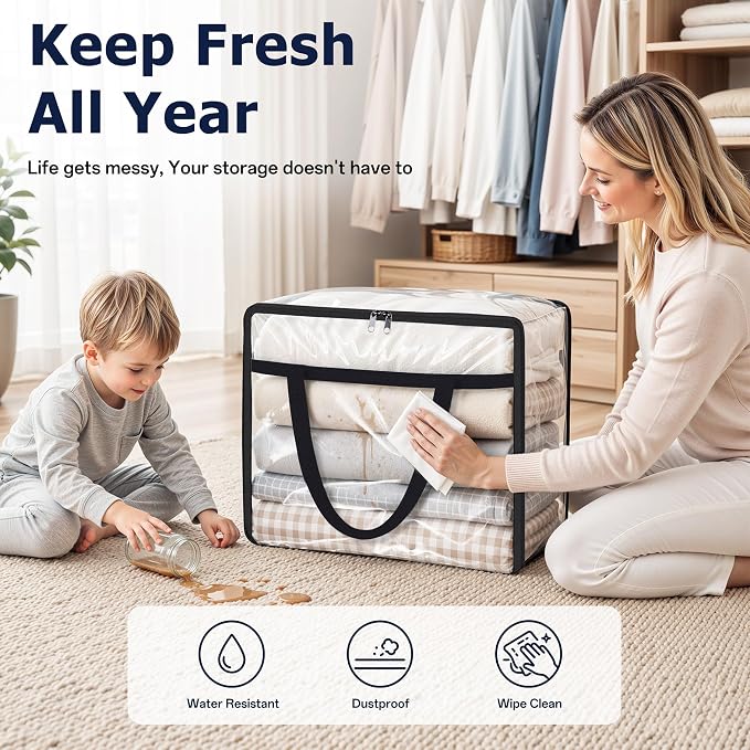 SpaceTrove Clear Storage Bags, foldable waterproof moving bags store comforters - Image 5