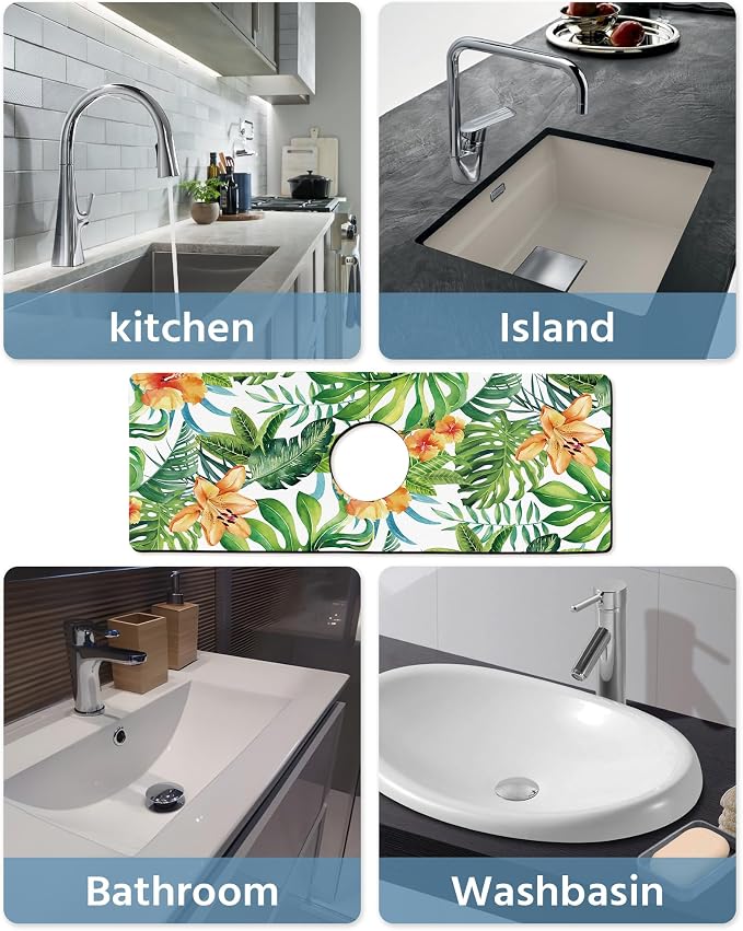 Patterned Sink Faucet Mat Kitchen Splash Guard Super Absorbent Drying Mat - Image 6