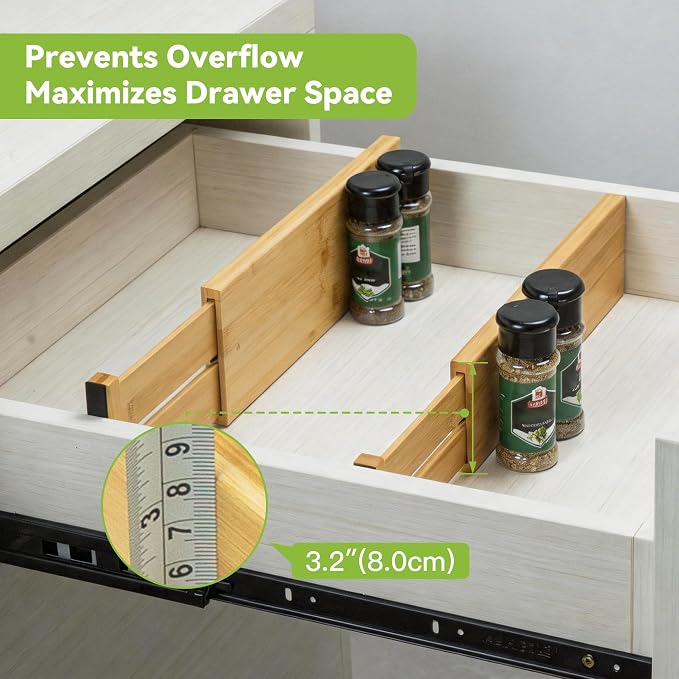 Utoplike Bamboo Dresser Drawer Dividers, Expandable Organizer - Image 4