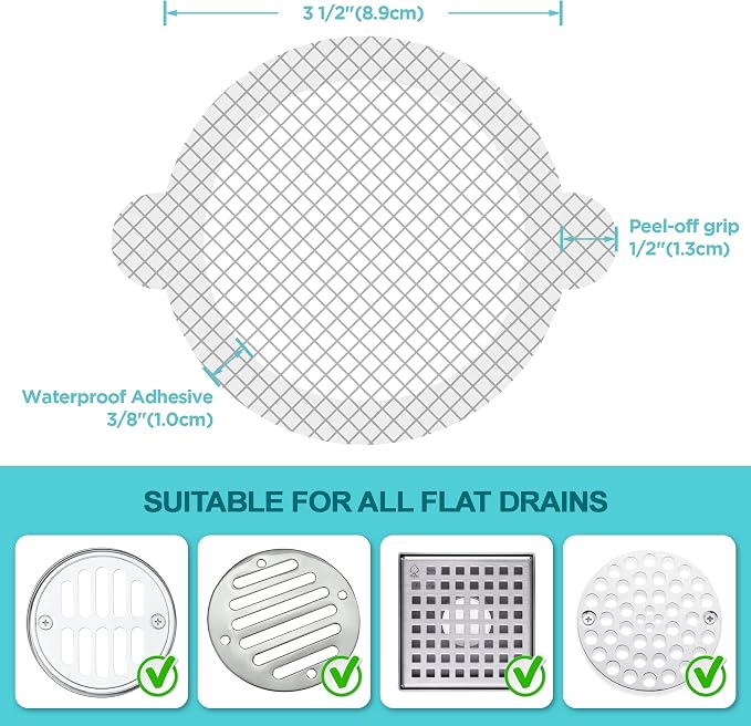 25 Pack Disposable Shower Drain Hair Catcher Mesh Stickers - Image 7