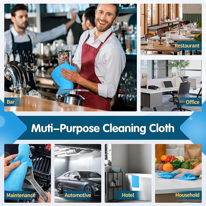 FIXSMITH Blue Microfiber Cleaning Cloth -Pack of 12, Highly Absorbent Cleaning - Image 7