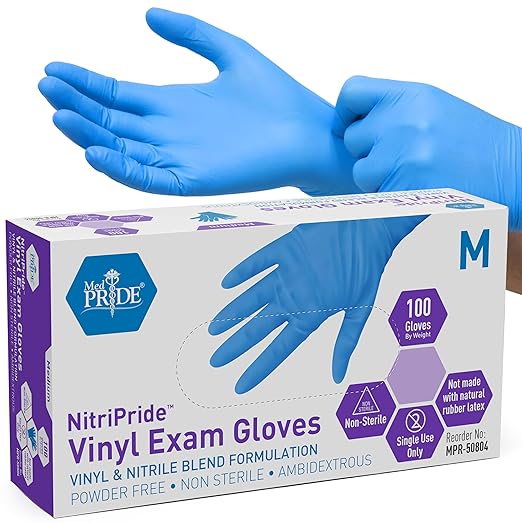MED PRIDE Nitrile/Vinyl Blend Exam Gloves, Powder-Free by MEDPRIDE