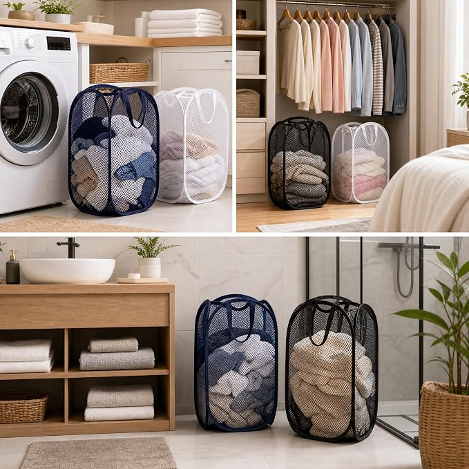 6 Pcs Handy Laundry Collapsible Mesh Foldable Hampe | Popup Laundry Basket - Image 7