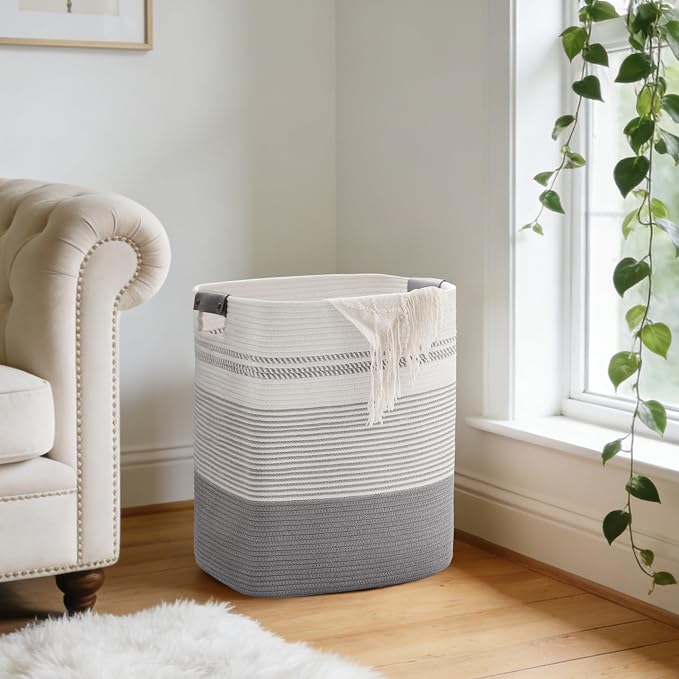 85L Tall Woven Laundry Basket Hamper - Image 7