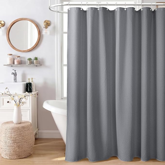 Dynamene Stall Waffle Shower Curtain 256 GSM Heavy Fabric 60x72 Grey/Gray - Image 9