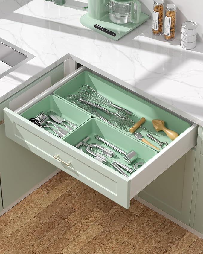 10 Pack Large Size Plastic Drawer Organizers Set, 3 Sizes Desk Drawer Organizer - Image 6
