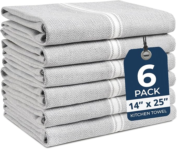 LANE LINEN Tea Towels 100% Cotton Absorbent Lint-Free 6 Pack by LaneLinen