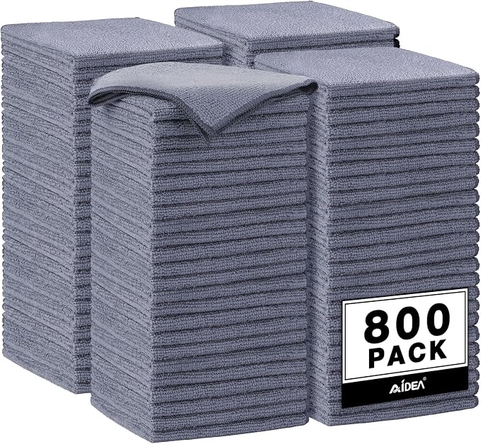 AIDEA Microfiber Cleaning Cloth Grey-800PK, Microfiber Towels, 12×12" | Shop by AIDEAHOME
