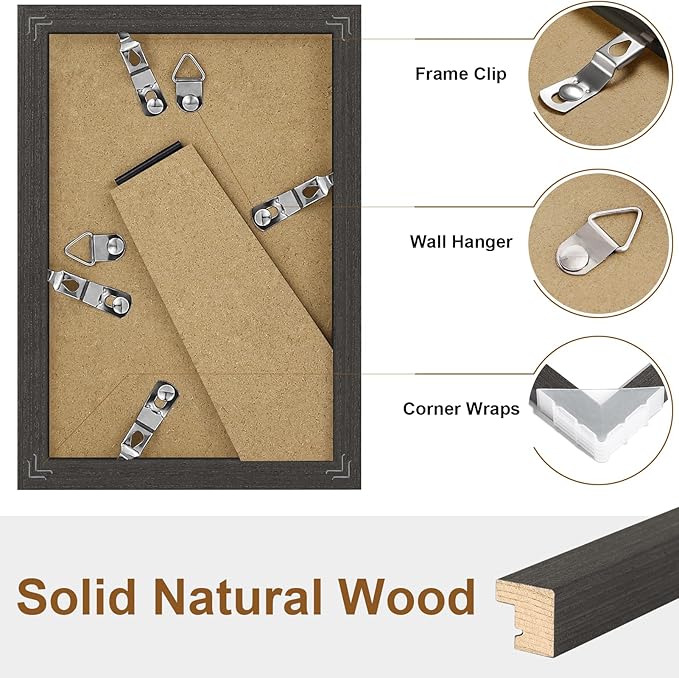 Vittanly 4x6 Picture Frame, Solid Wood Frame with Plexiglass, Includes 3.5x5 Mat, Wall Hanging or Tabletop for Home Decor, Black, 1 Pack
