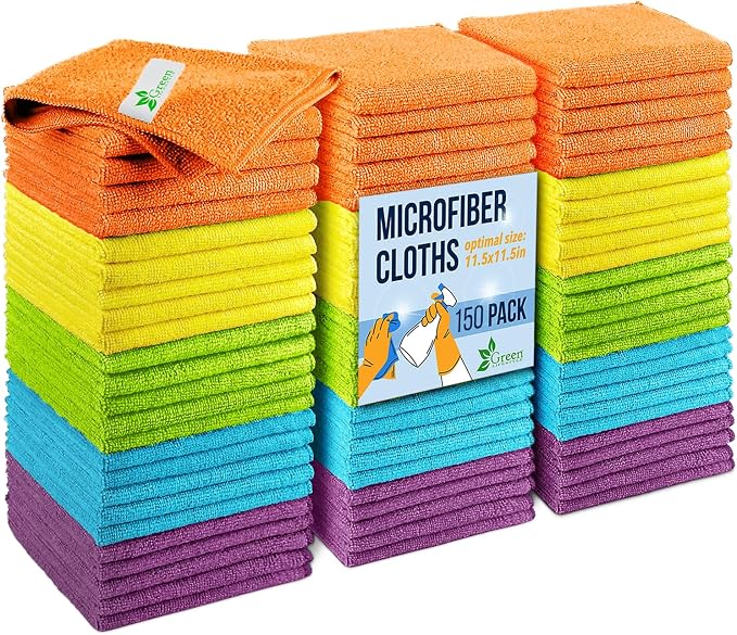 GREEN LIFESTYLE Microfiber Cleaning Cloth 11.5" x 11.5" 150 Pack by GreenLifeStyle