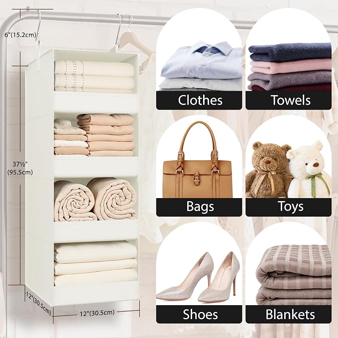 GRANNY SAYS 4-Shelf Hanging Closet Organizer, Foldable Storage, No-Sag Support - Image 6