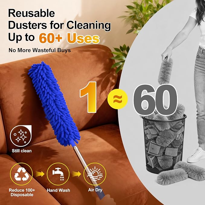 Tiumso Dusters for Cleaning, Microfiber Feather Duster 5-in-1 Kit, Duster - Image 4