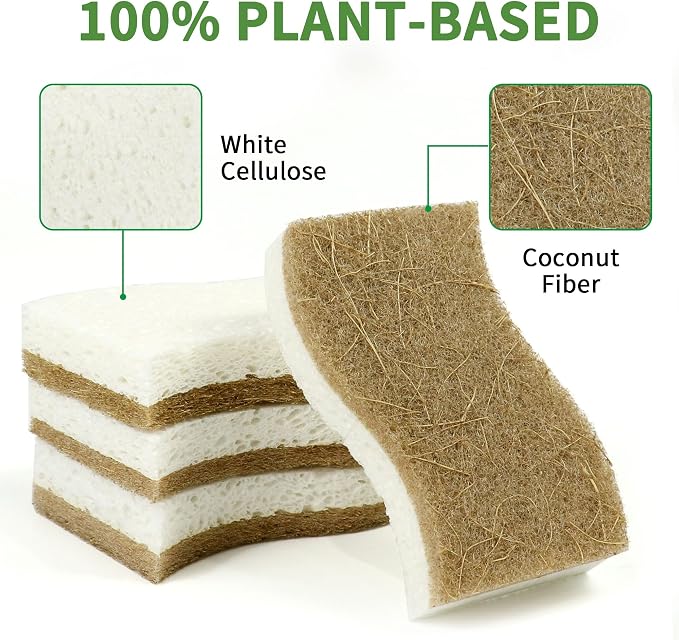 16 Pack Biodegradable Natural Dishsponge Kitchen Sponges | Compostable - Image 3