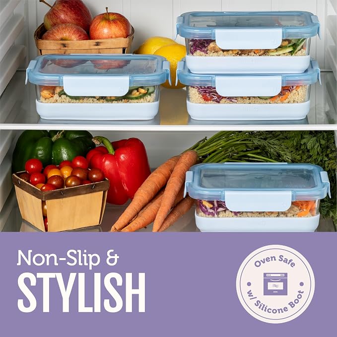 Ello Duraglass Refresh 3.4 Cup Meal Prep Containers, Everest | Glass meal prep - Image 6