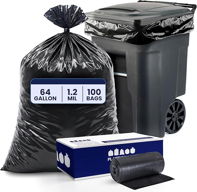 Plasticplace 64-65 Gallon Trash Can Liners by Plasticplace