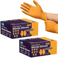 Inspire Heavy Duty Orange Nitrile Gloves | ULTRA 8 Mil Diamond Textured Grip | by Inspire