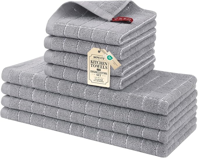 Homaxy Kitchen Towels and Dishcloths Set, Light Grey by Homaxy