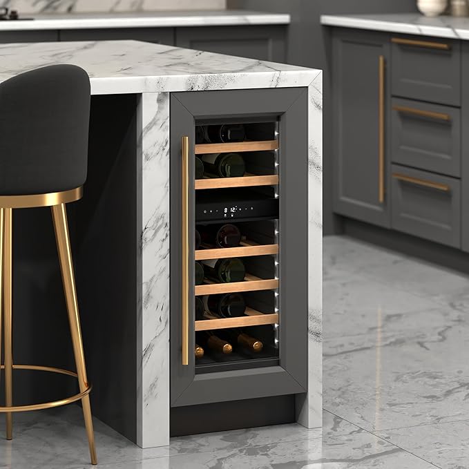 KoolMore Reserve 15 in. Under-Counter Panel Ready Dual Zone Built-in Wine Cooler with 23 Bottle Capacity and Wooden Shelves in Black, ETL Listed (KM-CW28DZ-WPR)