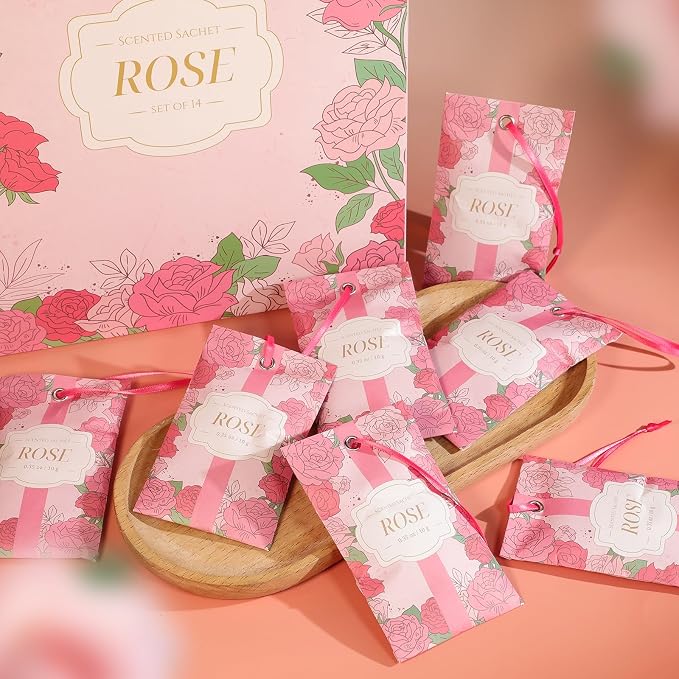SCENTORINI Scented Sachets for Drawer and Closet, Rose Scent 14 Pack - Image 6
