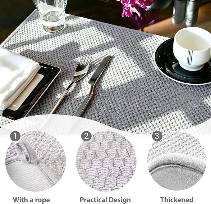 2 Pack Microfiber Dish Drying Mat, 30*24 inch Absorbent Dish Drainer Kitchen - Image 3