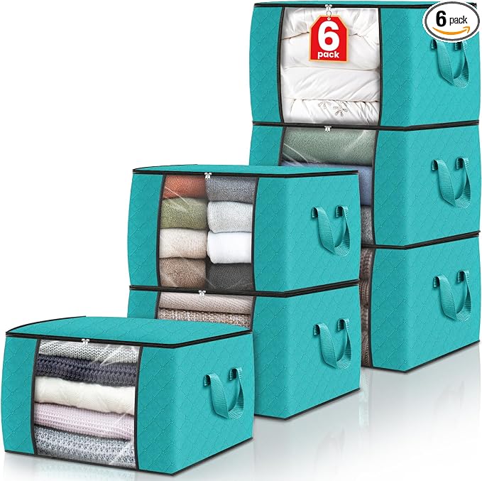 6 Pack Storage Bags for Clothes Blanket Storage Bins by Fabtotes