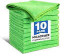TEAWOO 10 PCS Green Microfiber Cleaning Cloths, Car Towels, Kitchen Towels by TEAWOO