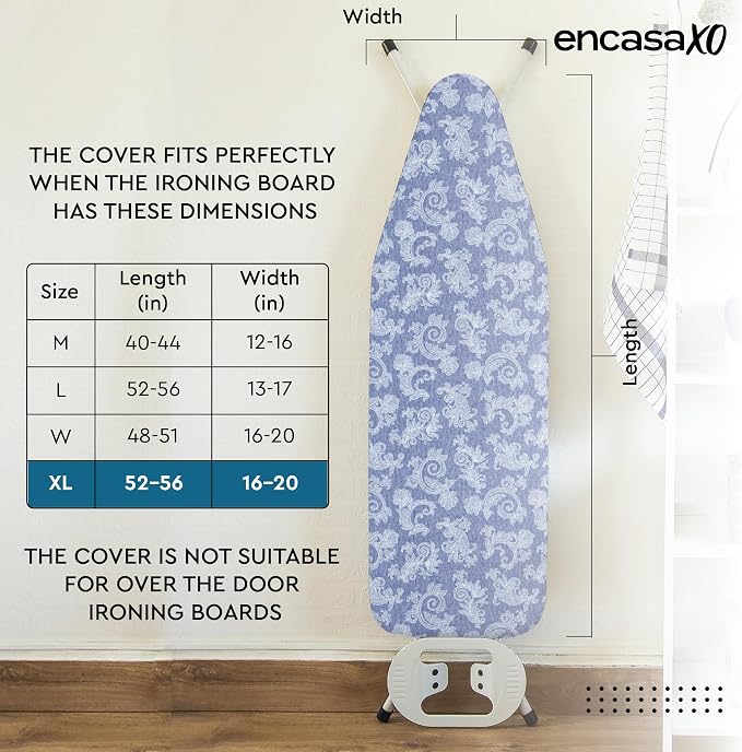 Encasa XO Padded Ironing Board Cover and Pad 54"x18" Blue - Image 2