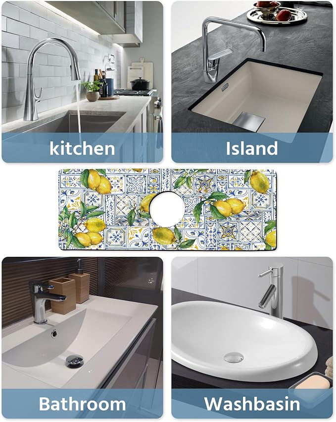 Patterned Sink Faucet Mat Kitchen Splash Guard Super Absorbent Drying Mat - Image 6