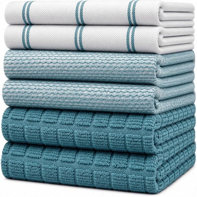 Premium Kitchen Towels 6 Pack 100% Cotton by BumbleTowels